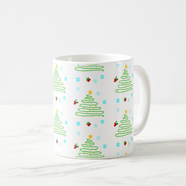 Weihnachtsbaumdesign-Tasse Kaffeetasse (VorderseiteRechts)