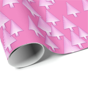 Weihnachtsbäume, 3-D-metallisches Aussehen, rosa Geschenkpapier