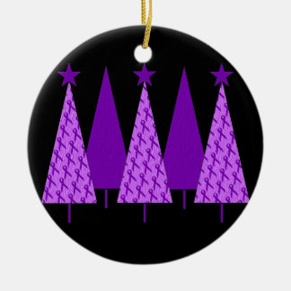 Weihnachtsbäume - Alzheimers lila Band Keramikornament