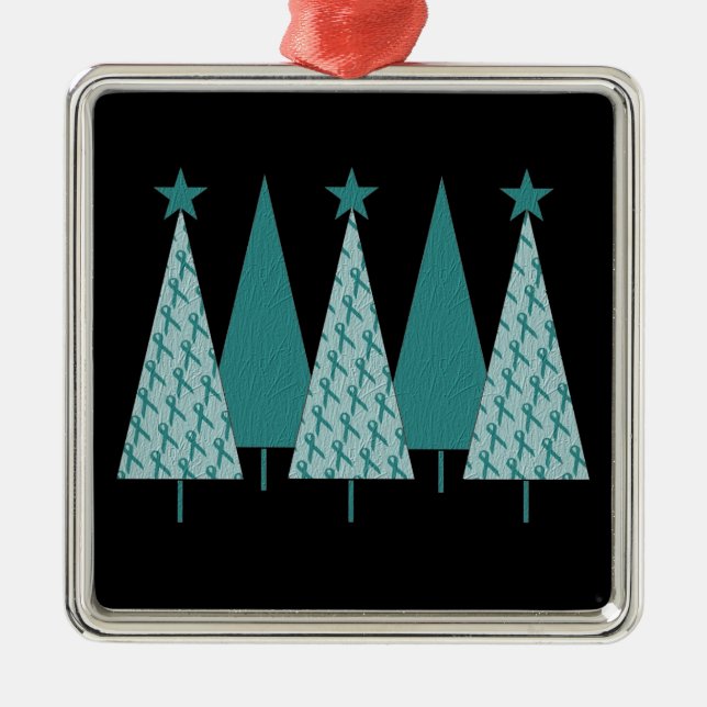 Weihnachtsbäume - Aquamariner Schleimkrebs Silbernes Ornament (Vorne)
