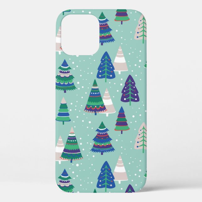 Weihnachtsbäume auf blauem Hintergrund Case-Mate iPhone Hülle (Rückseite)