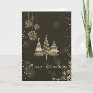 Weihnachtsbäume, Bälle, Schneeflocken Urlaub Feiertagskarte