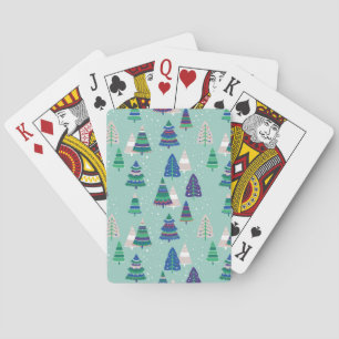 Weihnachtsbäume, blauer Hintergrund Spielkarten