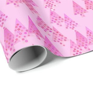 Weihnachtsbäume, Blumen, modern, Rosa Geschenkpapier