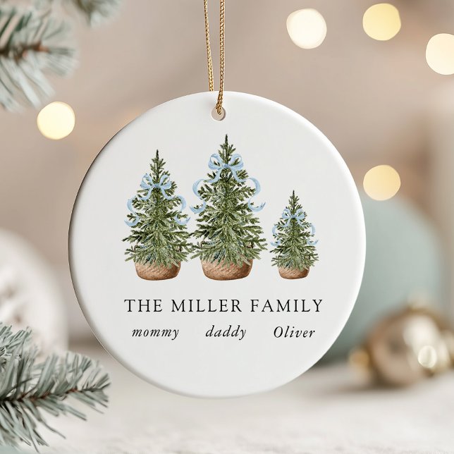 Weihnachtsbäume Bogen Blau Keramik Ornament (Von Creator hochgeladen)