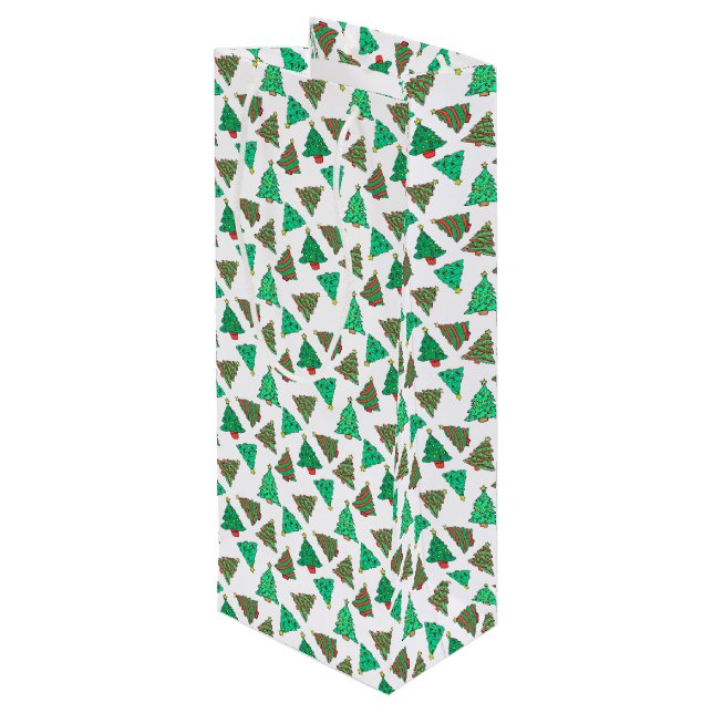 Weihnachtsbäume dekoriert geschenktüte für weinflaschen (Rückseite Schrägansicht)