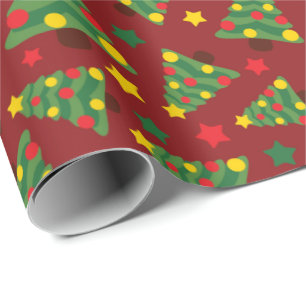 Weihnachtsbäume, die mit einem goldenen Stern gesc Geschenkpapier