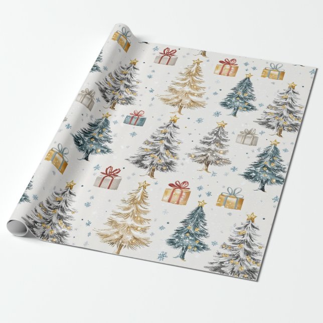 Weihnachtsbäume Elegante Geschenkpapier (Ungerollt)