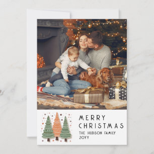 Weihnachtsbäume Familienfoto Frohe Weihnachten