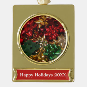 Weihnachtsbäume farbenfroher Feiertag Banner-Ornament Gold