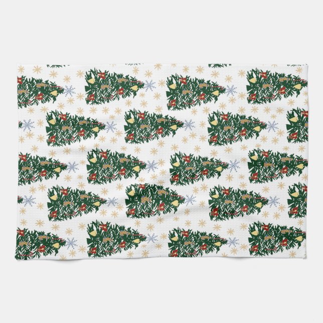 Weihnachtsbäume - Feiertag Geschirrtuch (Horizontal)