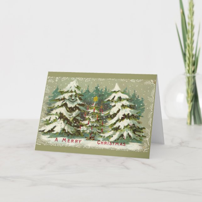 Weihnachtsbäume Feiertagskarte (Vorderseite)
