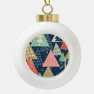 Weihnachtsbäume Festliche nahtlose Illustration. Keramik Kugel-Ornament