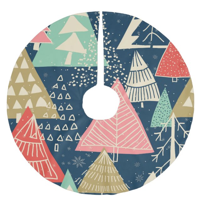 Weihnachtsbäume Festliche nahtlose Illustration. Polyester Weihnachtsbaumdecke (Vorderseite)