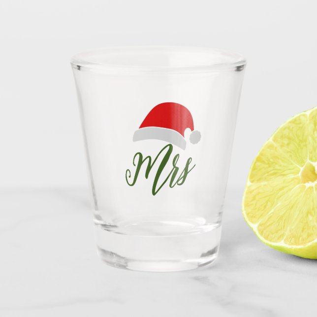 Weihnachtsbäume für Frauen Weihnachtsmannmütze Schnapsglas (Vorderseite)