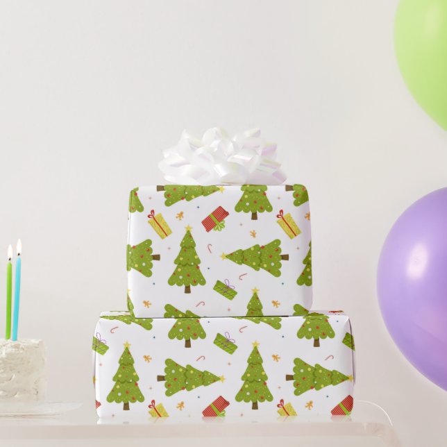 Weihnachtsbäume geben modernen Whimsical Niedliche Geschenkpapier (Partygeschenke)