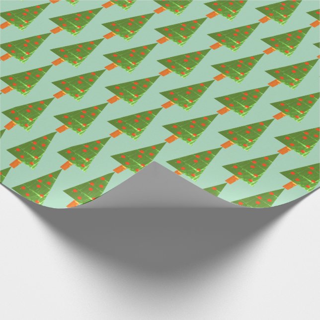 Weihnachtsbäume, gestempelt geschenkpapier (Ecke)