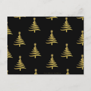 Weihnachtsbäume Gold auf Schwarz Feiertagspostkarte