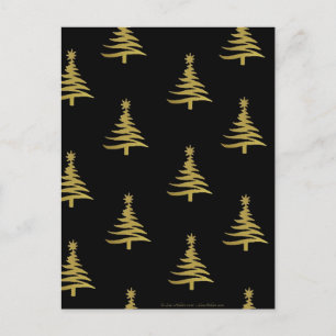 Weihnachtsbäume Gold auf Schwarz Feiertagspostkarte