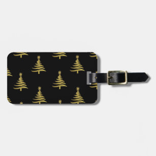 Weihnachtsbäume Gold auf Schwarz Gepäckanhänger