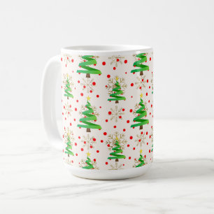 Weihnachtsbäume & goldene Schneeflocken Kaffeetasse