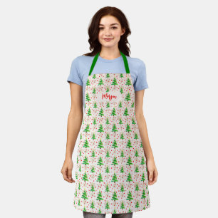 Weihnachtsbäume & Goldene Schneeflocken, Roter Skr Schürze