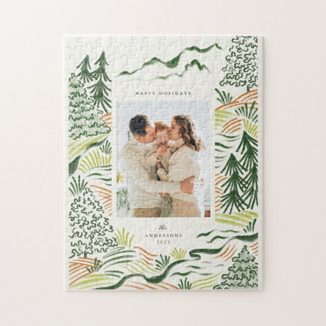 Weihnachtsbäume Illustration Familienurlaub Foto Puzzle (Vertikal)