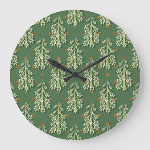 Weihnachtsbäume Illustration Muster Große Wanduhr