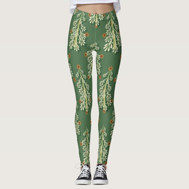 Weihnachtsbäume Illustration Muster Leggings (Vorderseite)