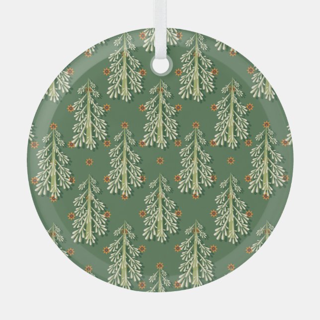 Weihnachtsbäume Illustration Muster Ornament Aus Glas (Vorderseite)