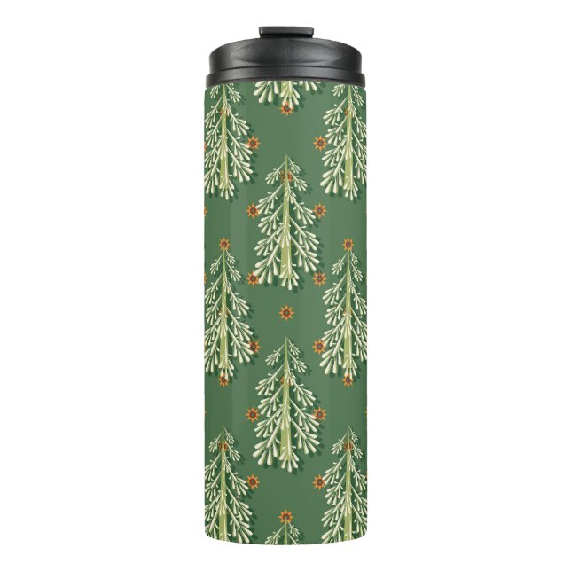 Weihnachtsbäume Illustration Muster Thermosbecher (Vorderseite)