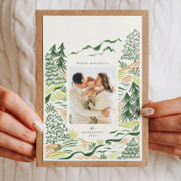 Weihnachtsbäume Illustration Urlaub Fotokarte Feiertagskarte