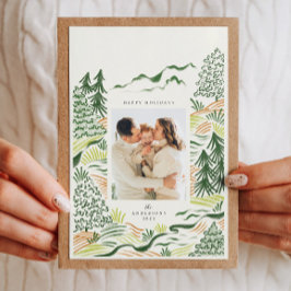 Weihnachtsbäume Illustration Urlaub Fotokarte Feiertagskarte