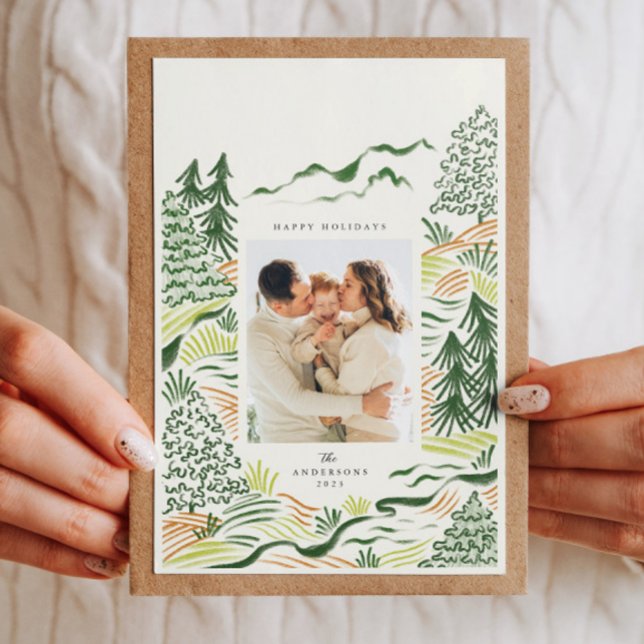 Weihnachtsbäume Illustration Urlaub Fotokarte Feiertagskarte (Von Creator hochgeladen)