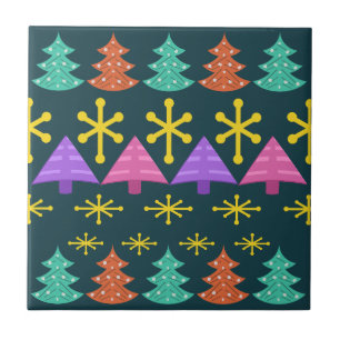Weihnachtsbäume im Kitsch-Stil des Atomzeitalters Fliese