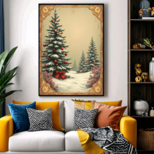 Weihnachtsbäume im Schnee Poster