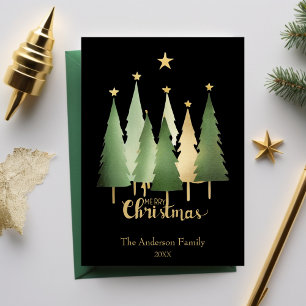 Weihnachtsbäume in Aquarellen Minimalistisch Einfa Feiertagskarte