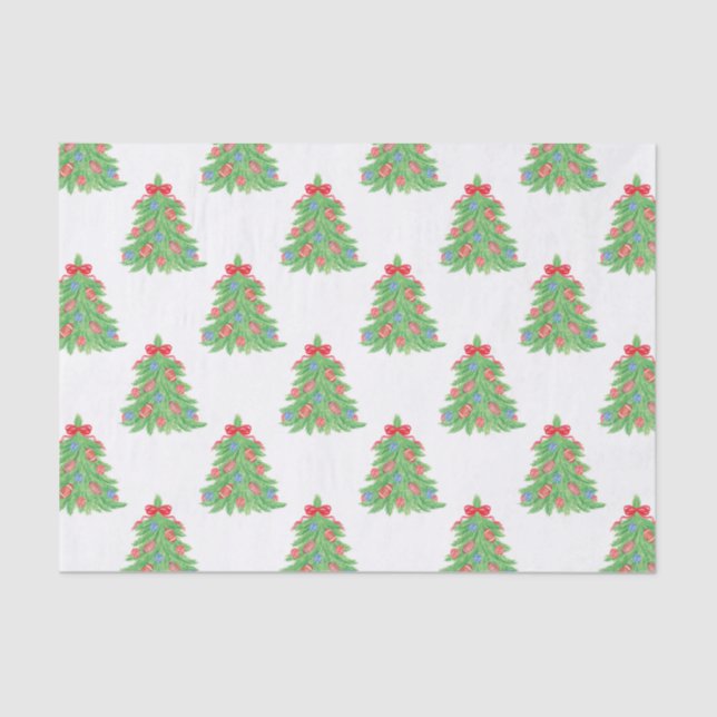 Weihnachtsbäume in Aquarellen Seidenpapier (Vorderseite)