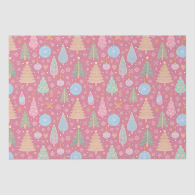 Weihnachtsbäume in Rosa Seidenpapier (Vorderseite)
