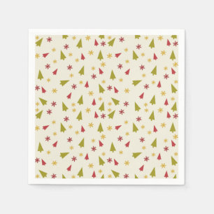 Weihnachtsbäume in Rot und Grün mit Sternen Serviette