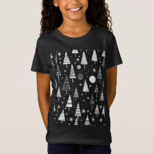 Weihnachtsbäume in Schwarz-Weiß-Kunst T-Shirt