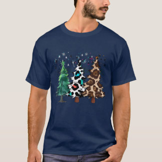 Weihnachtsbäume Leopard Christmasrees Winterfamili T-Shirt