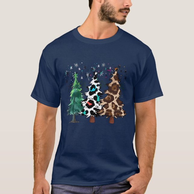 Weihnachtsbäume Leopard Christmasrees Winterfamili T-Shirt (Vorderseite)