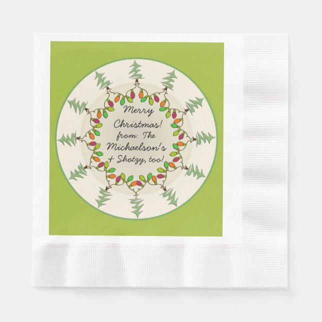 Weihnachtsbäume & Lichter (Personalisierte Geschen Serviette (Vorderseite)