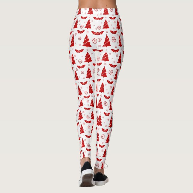 Weihnachtsbäume, Mistletos und Schneeflocken Leggings (Rückseite)