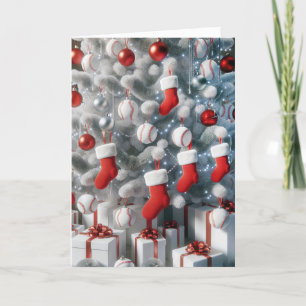 Weihnachtsbäume mit Baseballs Feiertagskarte