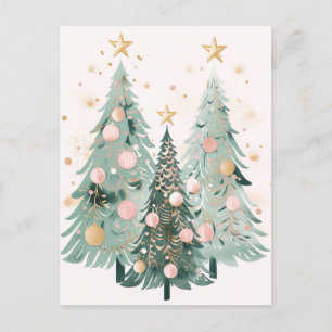 Weihnachtsbäume mit bunten Kugeln Postkarte
