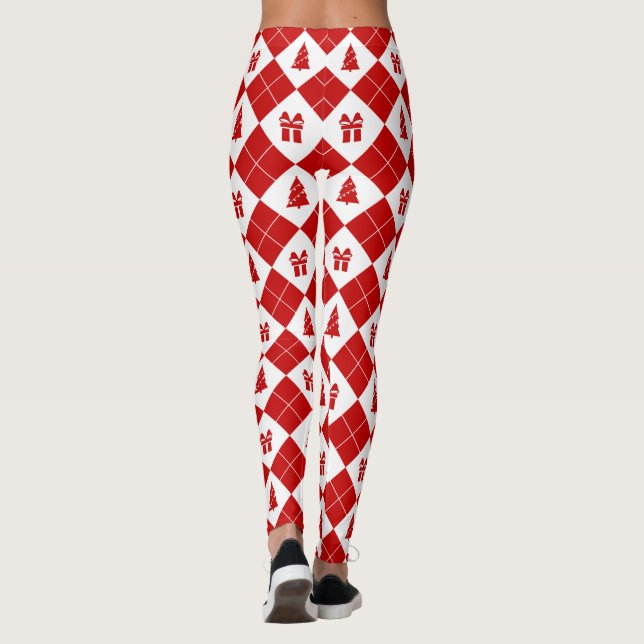 Weihnachtsbäume mit Geschenkboxen Muster Leggings (Rückseite)