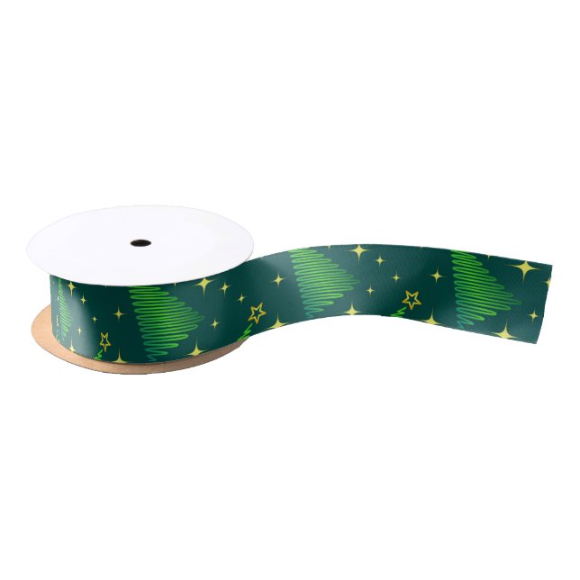 Weihnachtsbäume mit Gold Stars Ribbon Satinband (Spule)