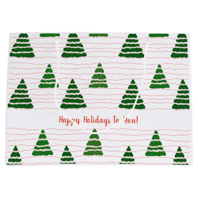 Weihnachtsbäume mit Perlenmuster Große Geschenktüte (Vorderseite)